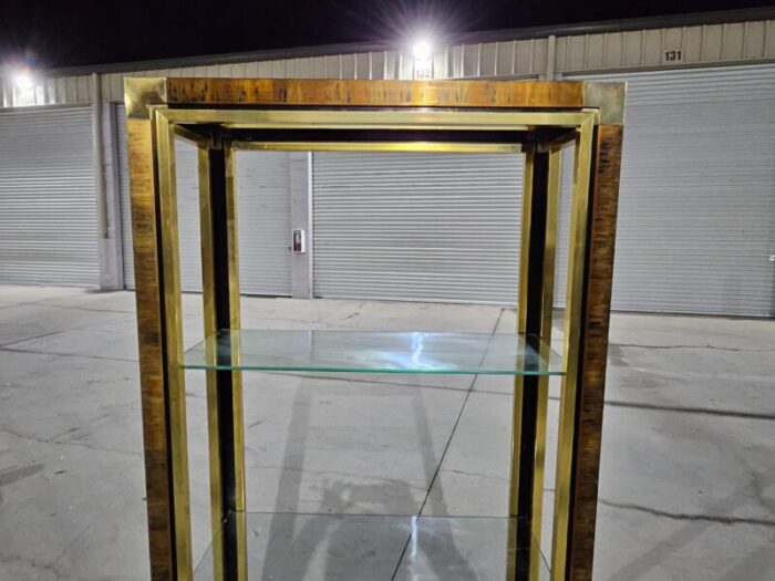 1980s mastercraft brass and glass display case etagere 0760