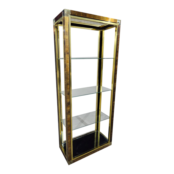 1980s mastercraft brass and glass display case etagere 6207