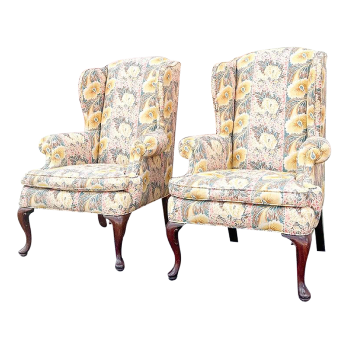 1980s palm beach regency palm beachy wingback chairs a pair 1707