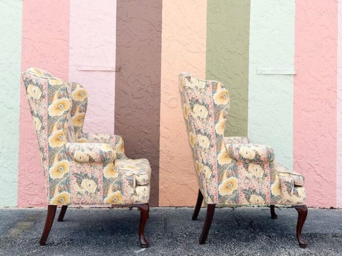 1980s palm beach regency palm beachy wingback chairs a pair 4661