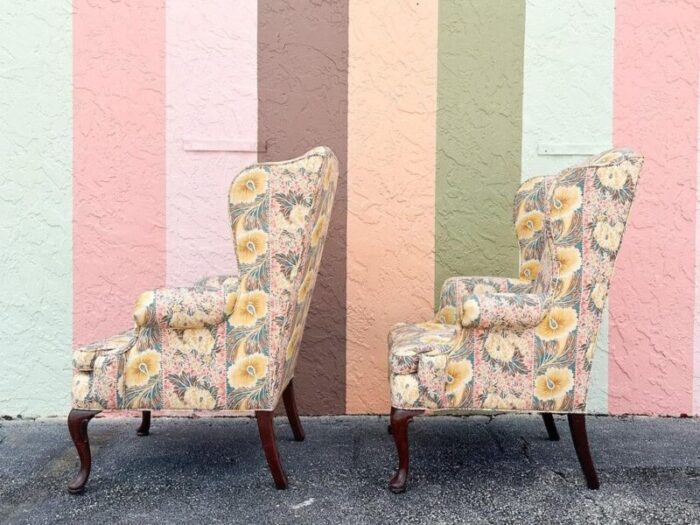 1980s palm beach regency palm beachy wingback chairs a pair 6315