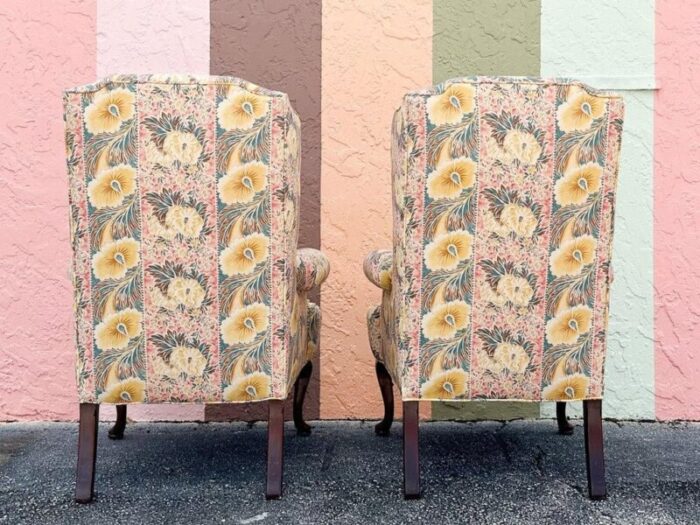 1980s palm beach regency palm beachy wingback chairs a pair 8078