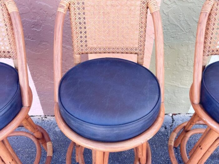 1980s palm beach regency rattan and cane bar stools set of 3 2295