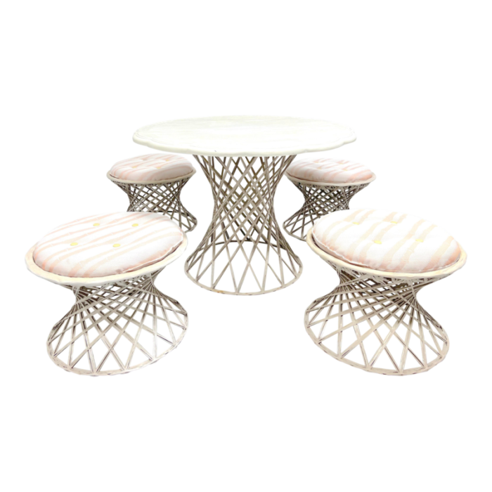 1980s patio set by weather wicker of florida table 4 stools 0336