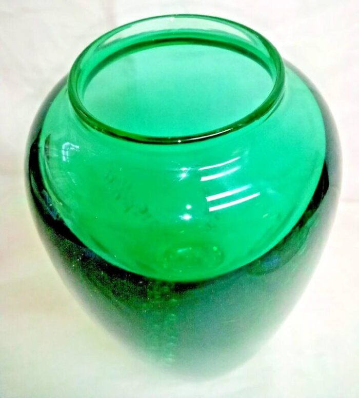 1980s signed buzz blodgett blown glass green bubble vase ca galley artist 0325