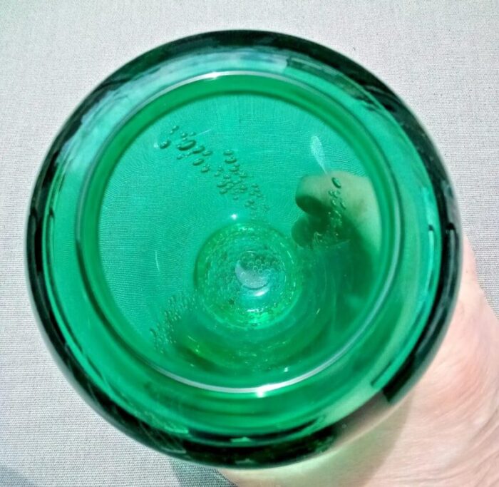 1980s signed buzz blodgett blown glass green bubble vase ca galley artist 9919