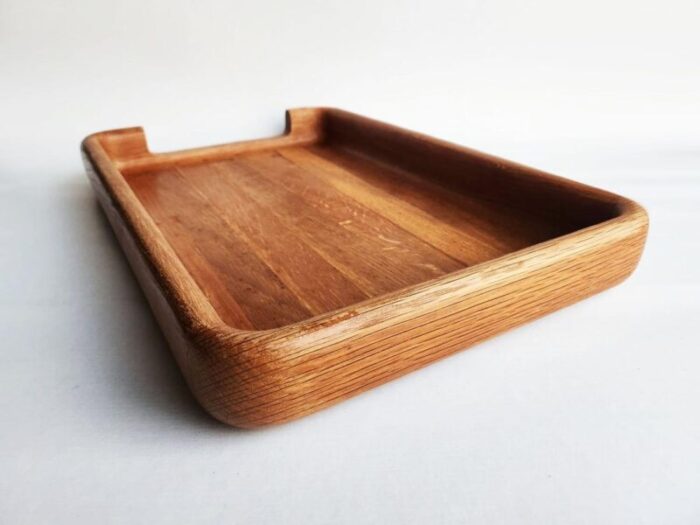 1980s teak wood desk organizer tray 6291