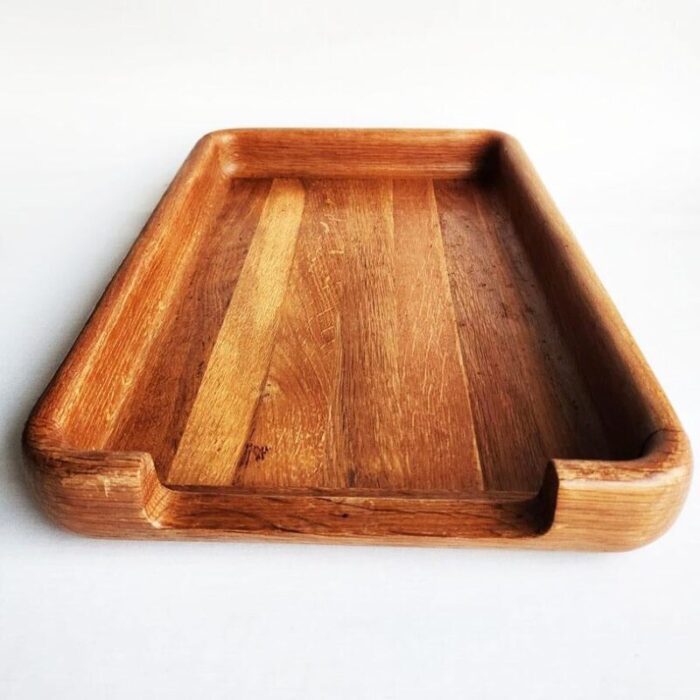 1980s teak wood desk organizer tray 7866