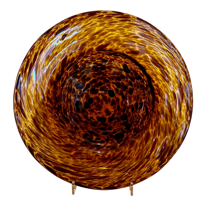 1980s tortoise shell hand blown glass charger plate 2876