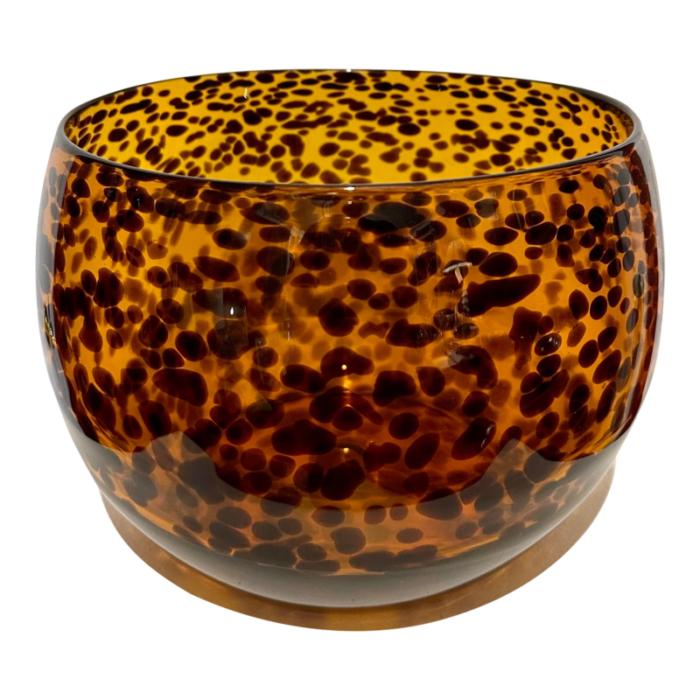 1980s tortoise shell motif hand blown glass bowl 9258