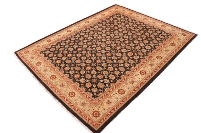 1990s bohemien ziegler brown beige hand knotted wool rug 91 x 119 1642