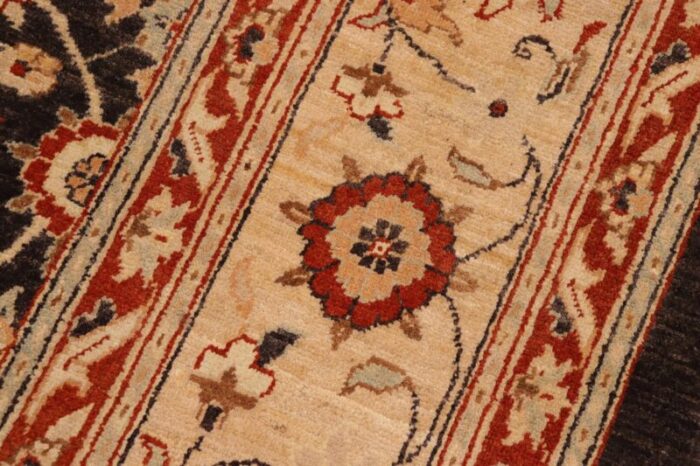 1990s bohemien ziegler brown beige hand knotted wool rug 91 x 119 1773