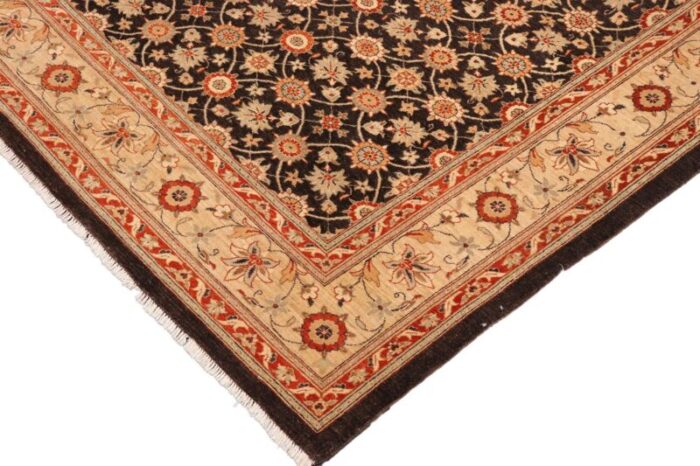 1990s bohemien ziegler brown beige hand knotted wool rug 91 x 119 3641