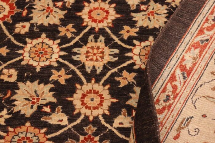 1990s bohemien ziegler brown beige hand knotted wool rug 91 x 119 5559