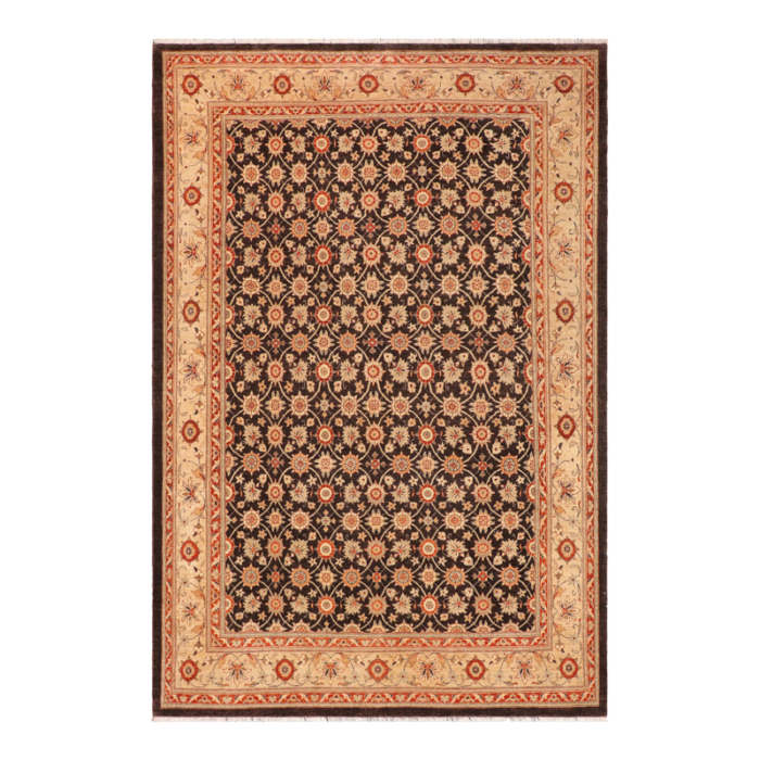 1990s bohemien ziegler brown beige hand knotted wool rug 91 x 119 9140