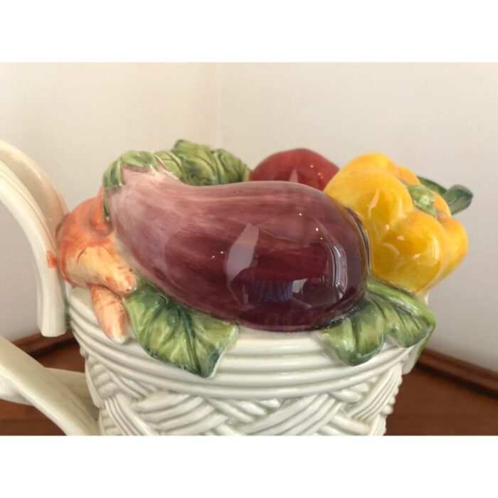 1990s italian hand painted ceramic veggie pitcher 7171