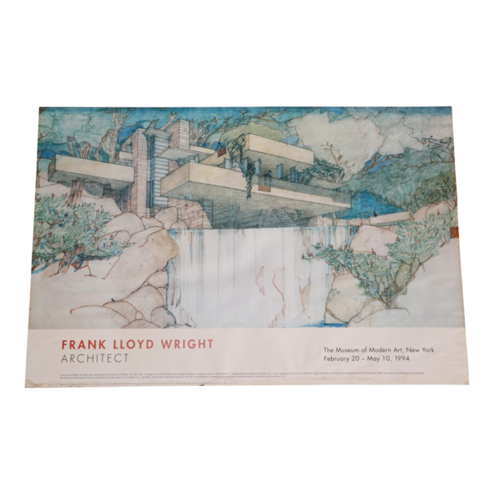 1994 frank lloyd wright moma vintage fallingwater print 1094