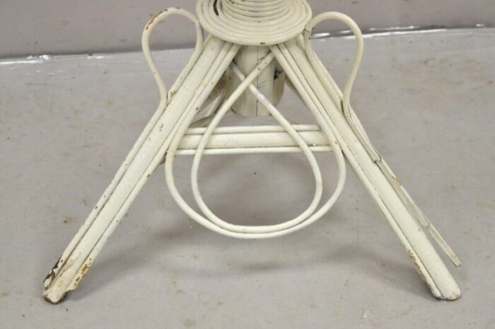 19th century antique victorian bentwood wicker rattan white painted accent side table 1042