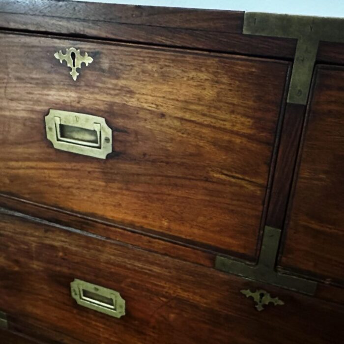 19th century british military officers brass bound campaign chest of drawers 4078