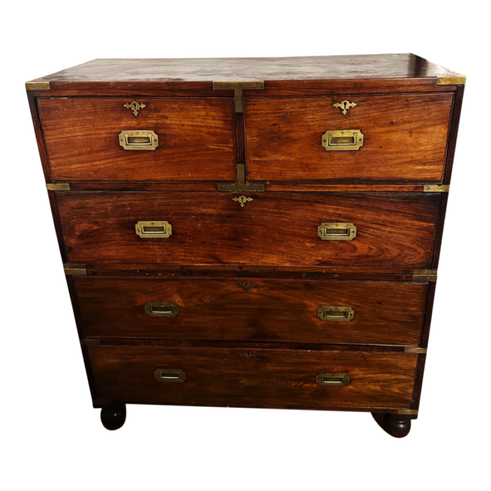 19th century british military officers brass bound campaign chest of drawers 5039