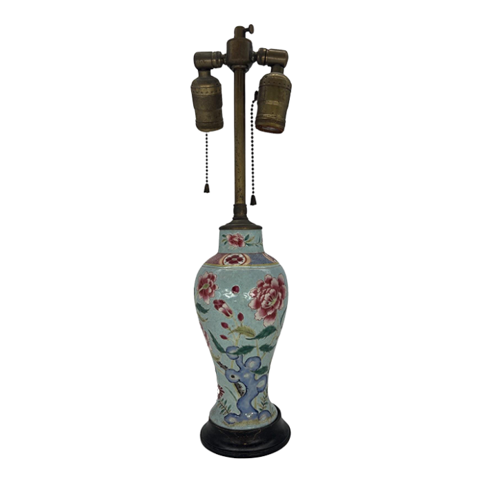 19th century chinese nyonya ware porcelain vase mounted as a lamp 4842