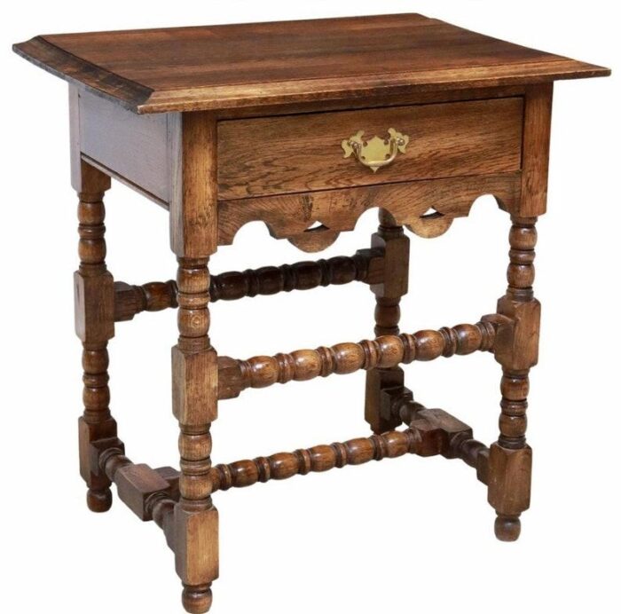 19th century country english chippendale style oak end table 7954