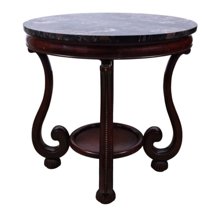 19th century french style onyx and mahogany round table 0074