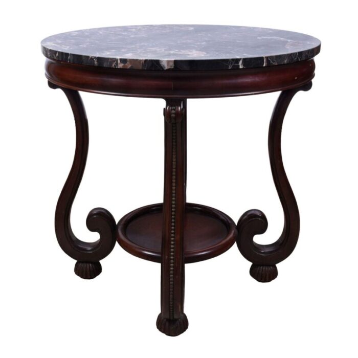 19th century french style onyx and mahogany round table 2493