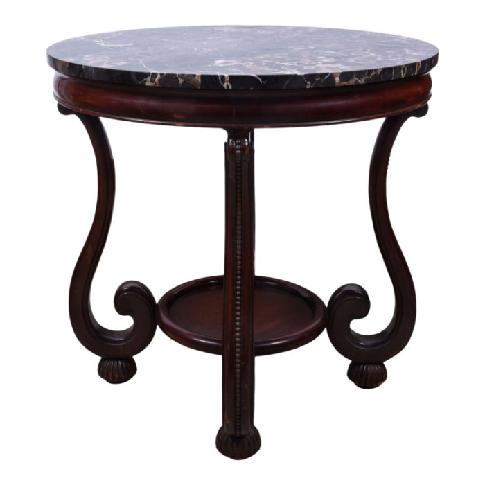 19th century french style onyx and mahogany round table 6239