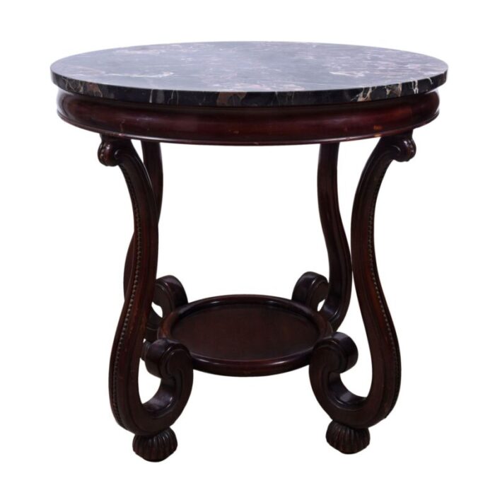 19th century french style onyx and mahogany round table 8955