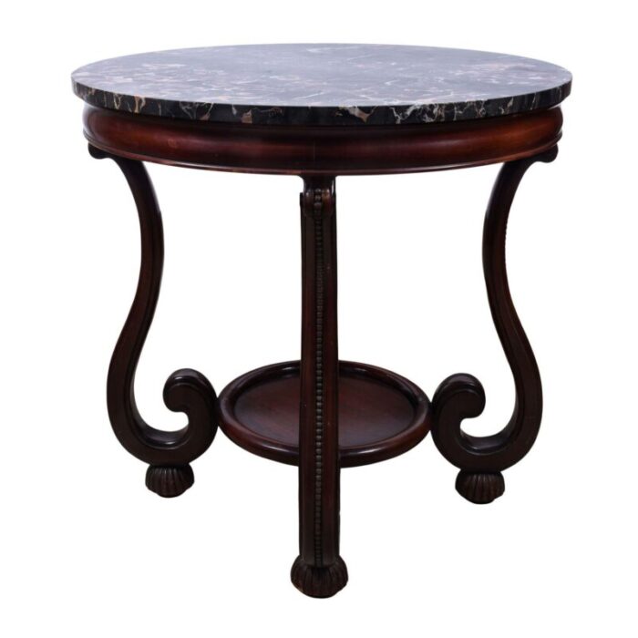 19th century french style onyx and mahogany round table 9770