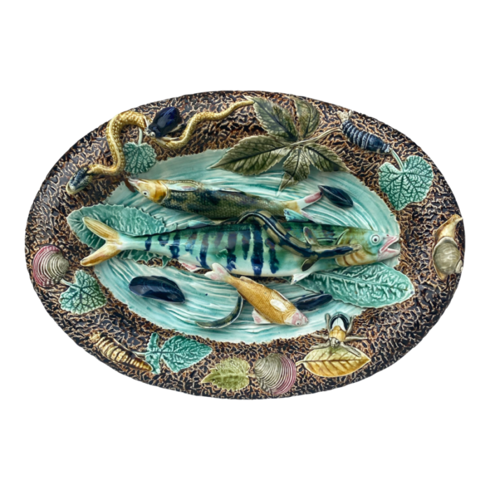 19th century majolica palissy wall fish platter choisy le roi 3031