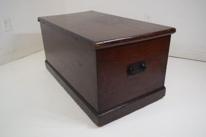 19th century old wooden red trunk 2127