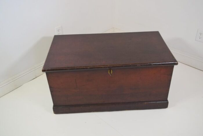 19th century old wooden red trunk 2716