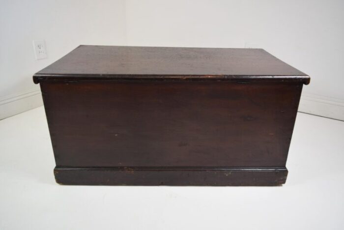 19th century old wooden red trunk 6180