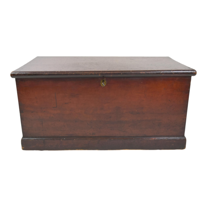 19th century old wooden red trunk 9837