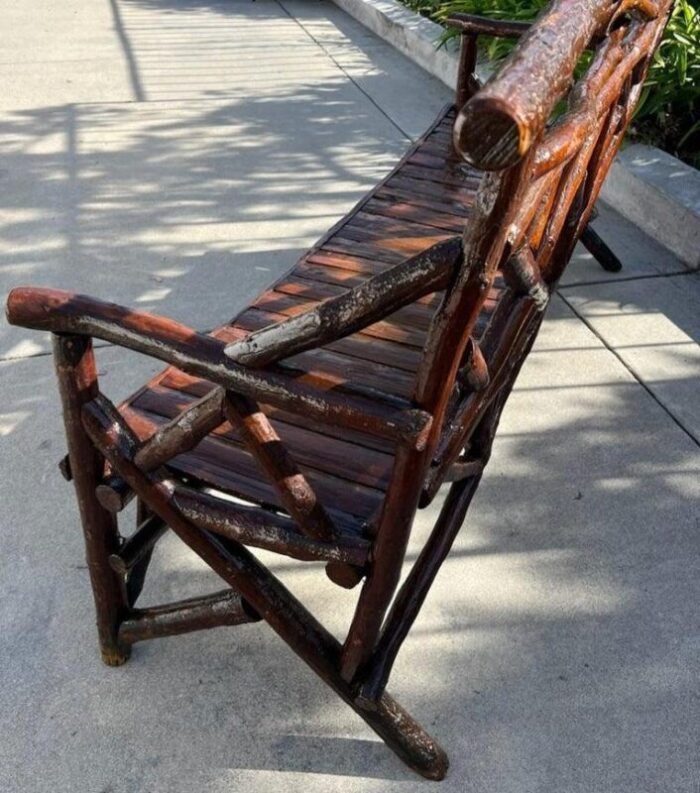 19thc pa folk art hickory settee 7254