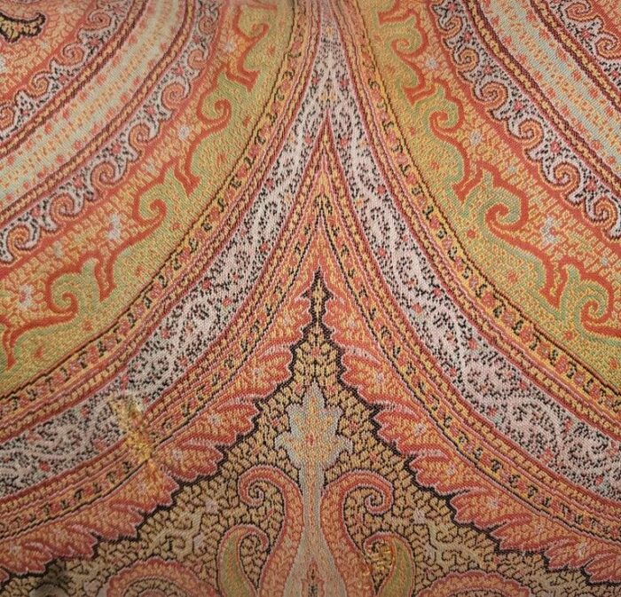 19thc paisley pillows with burnt rust velvet backings pair 7653