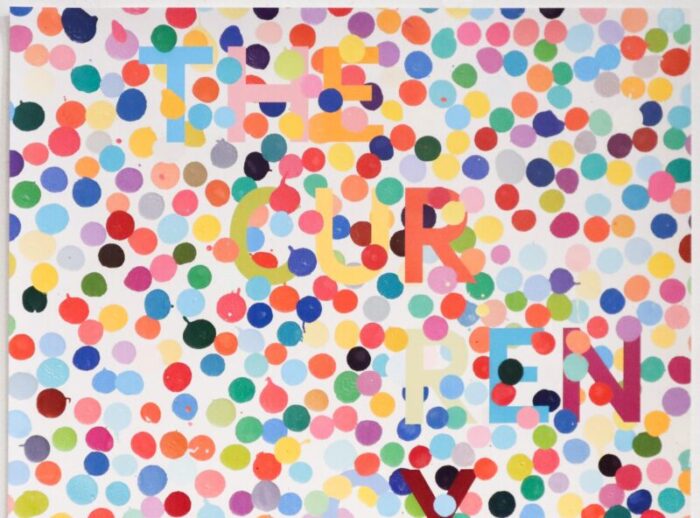 2016 british exhibition poster the currency damien hirst colored smaller dots heni gallery london 0632