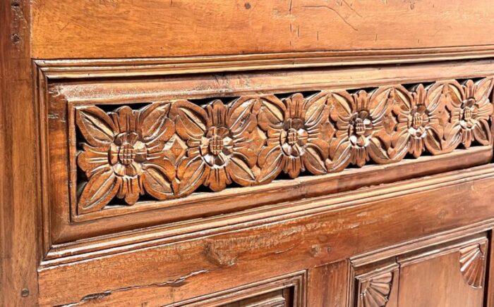 20th century carved balinese mahogany doors converted to headboards pair 4369