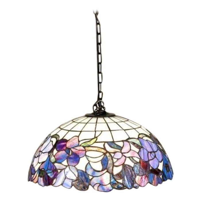 20th century hanging lamp with multicolored shade in the style of tiffany 1940s 1