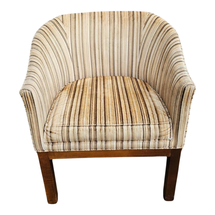 20th century mahogany and stripped velvet upholstered barrel back club chair 9250