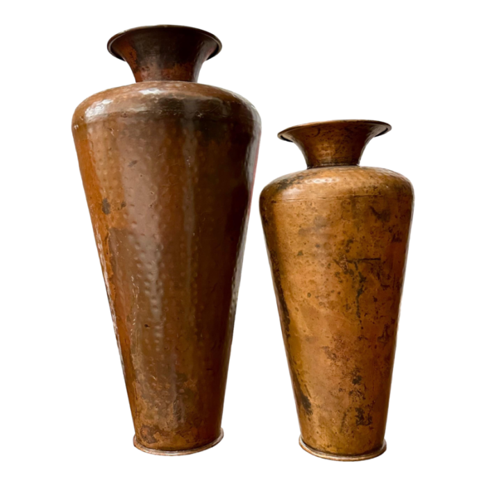 20th century mexican hand beaten copper vases a pair 2197