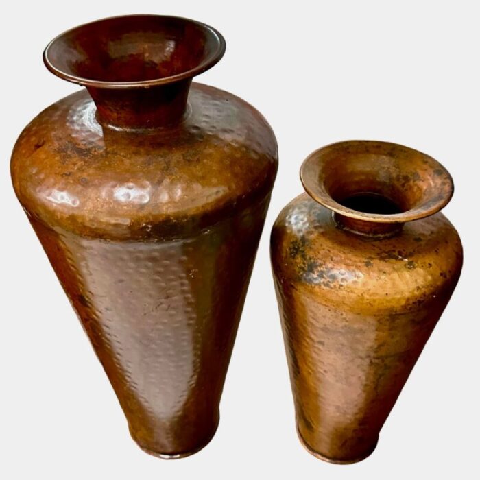 20th century mexican hand beaten copper vases a pair 6792