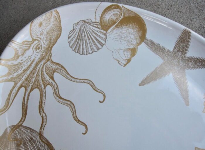 222 fifth gold coastal life sea creature pattern oval platter 2284