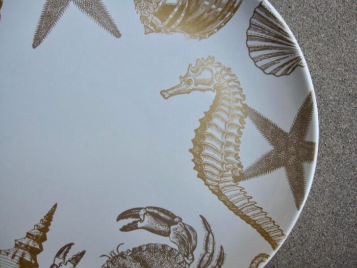 222 fifth gold coastal life sea creature pattern oval platter 5281