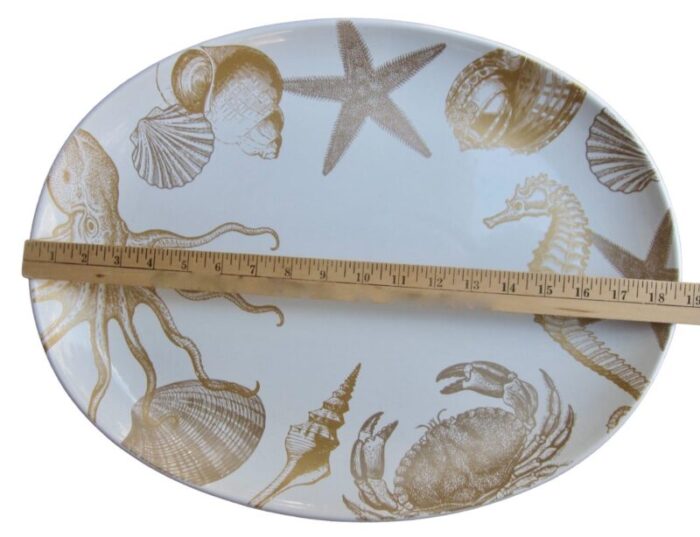 222 fifth gold coastal life sea creature pattern oval platter 9223