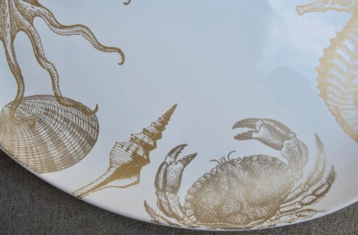 222 fifth gold coastal life sea creature pattern oval platter 9563