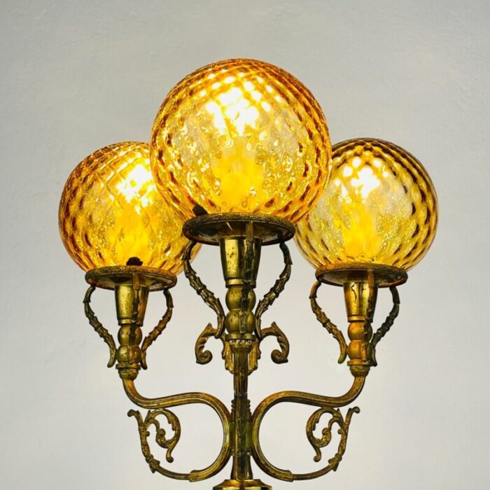 3 arm table lamp hunting by c florentine italy 1950s 2