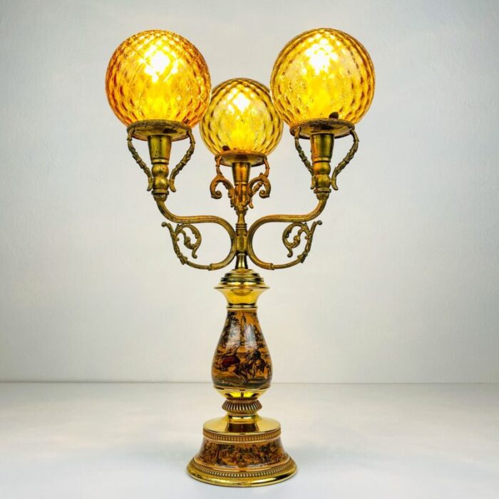 3 arm table lamp hunting by c florentine italy 1950s 9